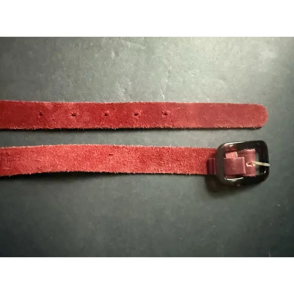 Vtg. Womens Belt Suede Leather Burgundy Boho Career Classic 80s 90s Y2K Mod